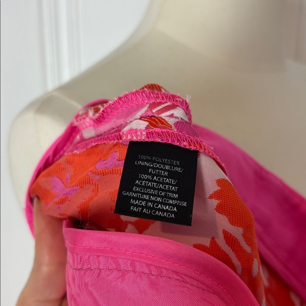 🌺 PINK TARTAN Neon Pink & Orange Brocade Cigarette Pants — Size 6 - Picture 7 of 7
